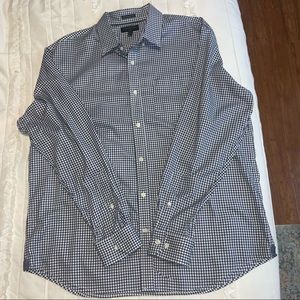 Men’s Navy Blue Plaid Banana Republic Oxford Shirt Untucked Fit